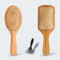 楠竹气囊梳子保健经络气垫头皮按摩梳子木梳子防静电家用直发梳子 [楠竹大]方+圆+清理爪