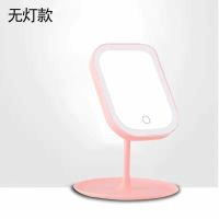 led化妆镜带灯充电台式宿舍学生梳妆镜女便捷随身补光美妆小镜子 樱花粉 (豪华热卖)三色自由调光送5倍小镜