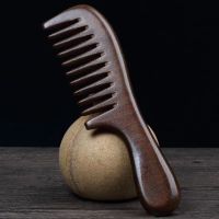 大号宽齿大齿梳卷发梳子女桃木檀木梳家用防静电按摩梳防脱发长发 常规款-黑檀宽齿梳[20cm]