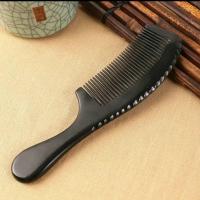 牛角梳子加大号加长加厚天然防静电女长发防脱礼物家用按摩梳 23CM左右黑水牛把梳
