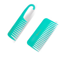 简木宽齿大齿梳子防静电美发塑料梳宽齿梳卷发梳专用女士木梳滚梳 弯柄+背梳