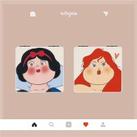 搞怪白雪公主便携化妆镜随身镜学生折叠双面镜迷你女生小镜子可爱 圆嘟嘟脸白雪公主-化妆镜