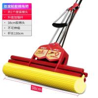 好媳妇胶棉拖把大小号33CM滚轮式家用挤水免手洗胶棉拖把不锈钢杆 双滚轮38厘米(送粘钩+百洁布) 共3个棉头