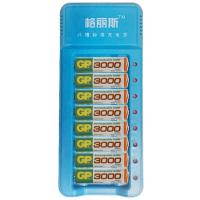 GP超霸可充电电池5号7号3000毫安高容量玩具鼠标冲电套装镍氢五号 8节电池+8槽充电器 5号电池[3000毫安时]