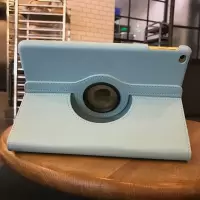 2019苹果新款air2保护套迷你3平板旋转超薄6休眠可爱mini5壳防摔4 ipad6/air2 天蓝色+钢化膜