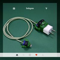 咬线器苹果11数据线保护套IPhone678XMAX手机充电器头保护绳防断 绿巨人1大1小+绳