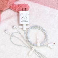 VIVO X60/50/30/Pro/S7e手机数据线保护套耳机充电器防折断缠绕绳 镭射线[套装] 大包-翅膀-粉-小飞