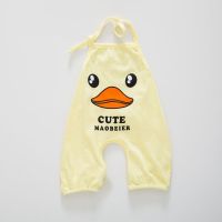 宝宝夏季纯棉连腿肚兜婴儿夏天0-2岁新生儿连体衣服薄款护肚神器 黄色小鸭肚兜 80