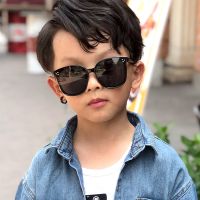 新款儿童太阳镜男童防紫外线女童宝宝墨镜时尚可爱小孩眼镜个性潮 三点复古款黑色 高档眼镜盒+布+袋