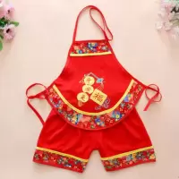 婴儿唐装护脐肚兜套装2020新款男女宝宝红肚兜百岁周岁拍照服 黄边-平安是福肚兜 130(建议6岁)