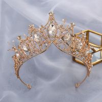 儿童皇冠头饰女童新款王冠水晶发箍模特走秀盘发饰品公主发卡 新款205#+送礼盒