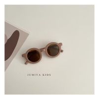 韩国儿童墨镜宝宝凹造型复古ins韩版可爱防晒男女儿童眼镜潮 咖啡 眼镜+眼镜布+眼镜盒