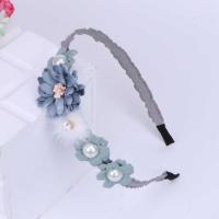 儿童韩版发箍发卡高档花朵貂毛宝宝公主甜美头箍公主时尚发夹饰品 浅蓝色