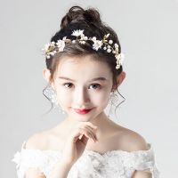 儿童头饰韩式女童手工发饰发夹发箍公主皇冠女孩发卡宝宝饰品头箍 TL-花朵白色