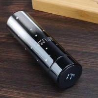 高档商务304不锈钢保温杯男女士过滤水杯泡茶杯高档直身大容量杯 智能测温【渐变黑】500ML