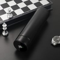 智能测温304保温杯水杯子女学生韩版可爱水杯保温杯男大容量茶杯 旗舰款-智能显温(绅士黑单杯+杯刷)