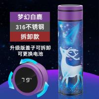 智能保温杯男 网红高颜值水杯女学生韩版可爱不锈钢杯子ins大容量 梦幻小鹿[可显温换电池]316内胆 豪华版[单杯+杯刷
