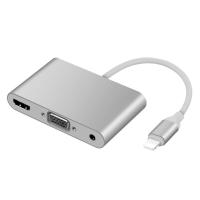 苹果手机高清线iPhoneX转换器ipad投屏接电视lightning转VGA/HDMI lightning转hdmi+