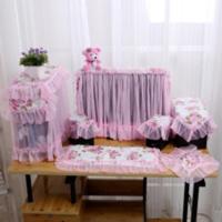 开机不取电脑防尘罩 台式机电脑套 前后防尘17 19-32寸电脑罩 玫红小熊不取七件套 28-32英寸通用