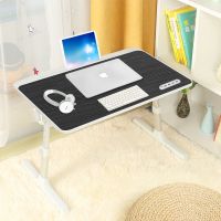 床上可折叠升降书桌笔记本电脑桌懒人桌学生儿童写字桌便携小桌子 升降桌黑拉丝+抽屉+USB+书架 60*40*（270-3
