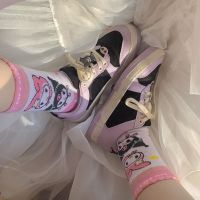 许刘芒 可可爱爱原创设计小恶魔库洛米yyds皮面拼接帆布鞋jk板鞋 库洛米 -粉 35