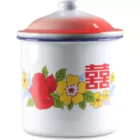 怀旧特大号搪瓷杯带盖洋瓷杯水杯老式搪瓷缸子凉水壶杯铁茶缸[4月22日发完] 16cm喜字杯(装水3000克)
