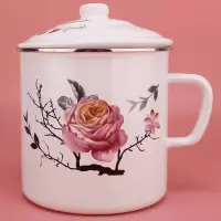 老式特大号复古怀旧搪瓷杯子老式茶缸搪瓷水杯搪瓷缸子大茶杯[4月20日发完] 3000ml超大号盖杯(加厚意境)