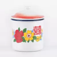 超大号搪瓷杯带盖大容量老式茶缸纯色复古怀旧瓷缸防摔水杯子[4月20日发完] 16CM花朵水杯(带盖)1个装