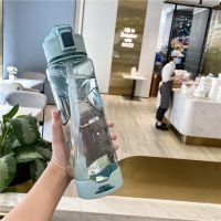 大容量水杯子女学生韩版运动水壶大号塑料水瓶便携太空杯带吸管 青绿色1000ML 杯子+吸管刷+杯刷+吸管+贴纸