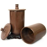 原产地天然全手工木鱼石大号口杯带盖非紫砂麦饭石 500ml