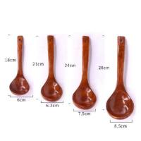 态派木勺家用长柄大汤勺木汤勺大号日式勺子盛粥勺实木饭勺子汤勺 弯勺4件套