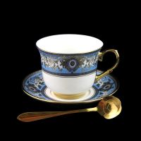 骨瓷咖啡杯套装欧式小奢华北欧风格家用陶瓷英式下午茶花茶杯送勺 巴洛克一杯一碟(送金勺)