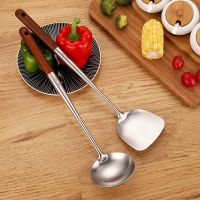 304不锈钢锅铲厨师专用炒菜铲子锅铲子炒勺不锈钢锅铲套装厨具 厨具两件套(锅铲+炒勺)