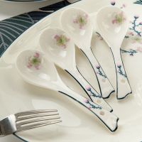 金岚玉唐山骨瓷长柄小汤勺香榭丽舍瓷勺小马戈勺子陶瓷小勺小瓷勺 青雀之喜-凤尾小勺10个