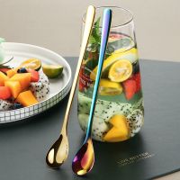 [2支装]304不锈钢长柄小勺头水果茶勺冰勺咖啡搅拌勺ins情侣勺 金色+彩虹 2支(颜色可选)