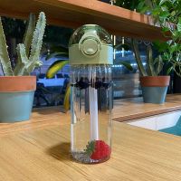 韩国大人大容量吸管玻璃杯男女学生ins简约清新网红创意水杯便携 薄荷绿[吸管玻璃杯]530ml 杯子+杯刷+吸管刷+贴纸