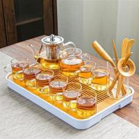 耐热玻璃功夫茶具套装家用泡茶器透明茶杯带把红茶花茶壶办公茶壶 八骏壶+茶道+把杯11件套+行云盘