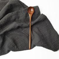 [5只装]日式长柄木勺子叉子勺子木长柄搅拌勺蜂蜜长勺叉勺套装 圆柄长柄勺(约19.7x3.0cm) 5只装