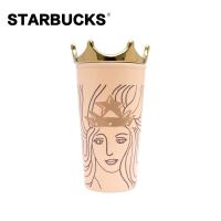 星巴克Starbucks皇冠女神马克杯双层隔热陶瓷杯子手绘咖啡杯节日 金粉皇冠