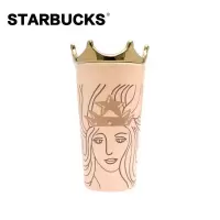 星巴克Starbucks皇冠女神马克杯双层隔热陶瓷杯子手绘咖啡杯节日 金粉皇冠