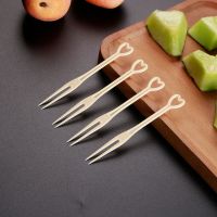 [3000支]一次性独立包装塑料叉水果叉签点心叉试吃小叉子爱心叉 简装黄色心形叉3000支装