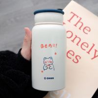 保温杯男女学生韩版ins简约可爱少女心情侣水杯潮流304不锈钢杯子 GNMK圈圈-白色小熊 杯子+杯刷(送三色杯盖项圈)