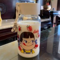 韩版男女学生不二家大头可爱卡通清新提绳玻璃杯便携情侣花茶水杯 茉莉盖不二家同款大头娃娃 单杯+杯套+挂件娃娃(送杯刷)