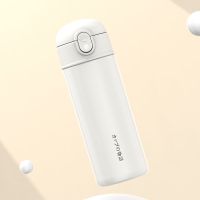 吸管保温杯韩版可爱少女学生简约孕妇产妇便携杯子成人大容量水杯 白色/460ml 单个+杯刷+杯套+刻字