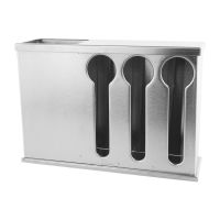 方形不锈钢带盖子汤匙勺子收纳盒不锈钢汤匙盒勺子架饭店餐厅适用 三格勺子一筷子架