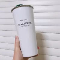 星巴克杯子ins经典不锈钢桌面杯蓝白粉马克杯1971周年保温杯 白色475ml