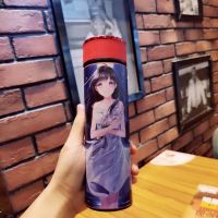 火影忍者鸣人佐助卡卡西动漫杯子500ml不锈钢保温杯男女学生水杯 红色FATE1照片定制款 测温盖加礼盒装