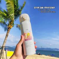 韩版弹跳龙猫网红学生可爱不锈钢水杯便携儿童男女情侣户外保温杯 500ml白色趴床少女 单杯+杯刷+布袋