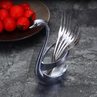 Haows304不锈钢水果叉家用精美蛋糕叉 月饼叉甜品叉水果签 304水果叉10支+天鹅座