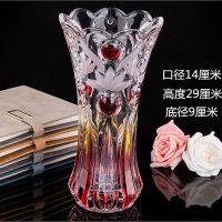 鲜花花瓶玻璃彩色插百合水养富贵竹简约客厅电视柜摆设 30龙珠红金外贸货